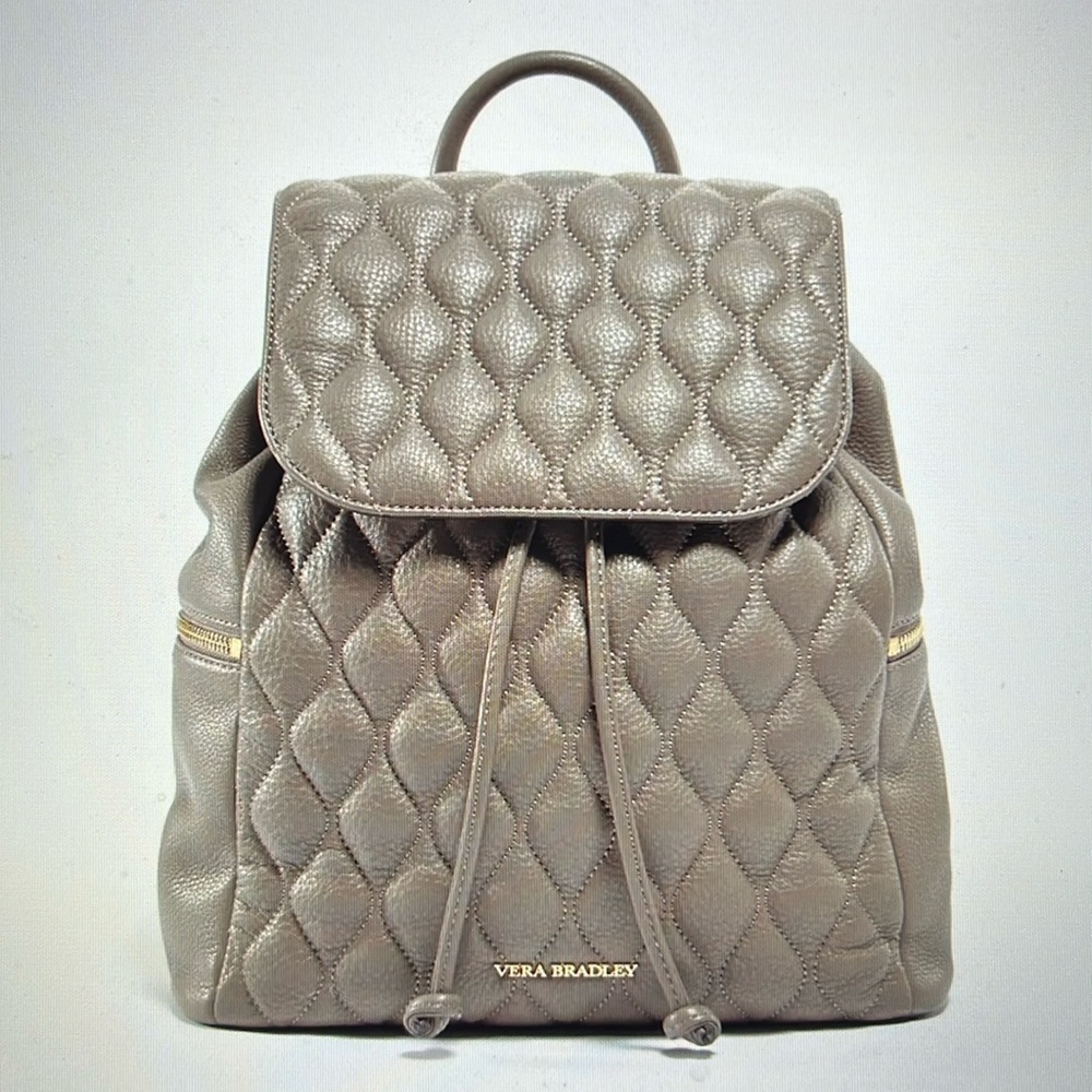 Vera Bradley Quilted Amy Backpack Black Genuine Leather